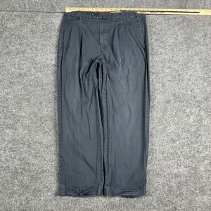 Faconnable Pants Mens Size 35 Black Pleated Front Casual 100% Cotton Relaxed